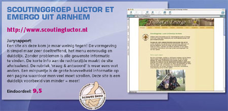 ScoutsInfo Webcheck geeft onze website een 9,5